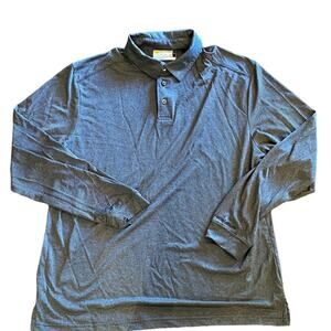 Nicklaus Mens Large Polyester Staydri Long Sleeve Polo Golf Shirt Gray